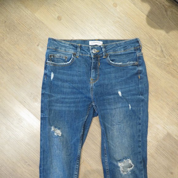 Zara Womans Skinny Jeans Distressed Medium Wash - Picture 6 of 12